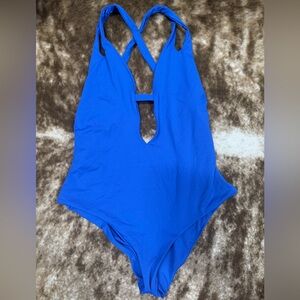 Becca cross back Blue One Piece Swimsuit medium